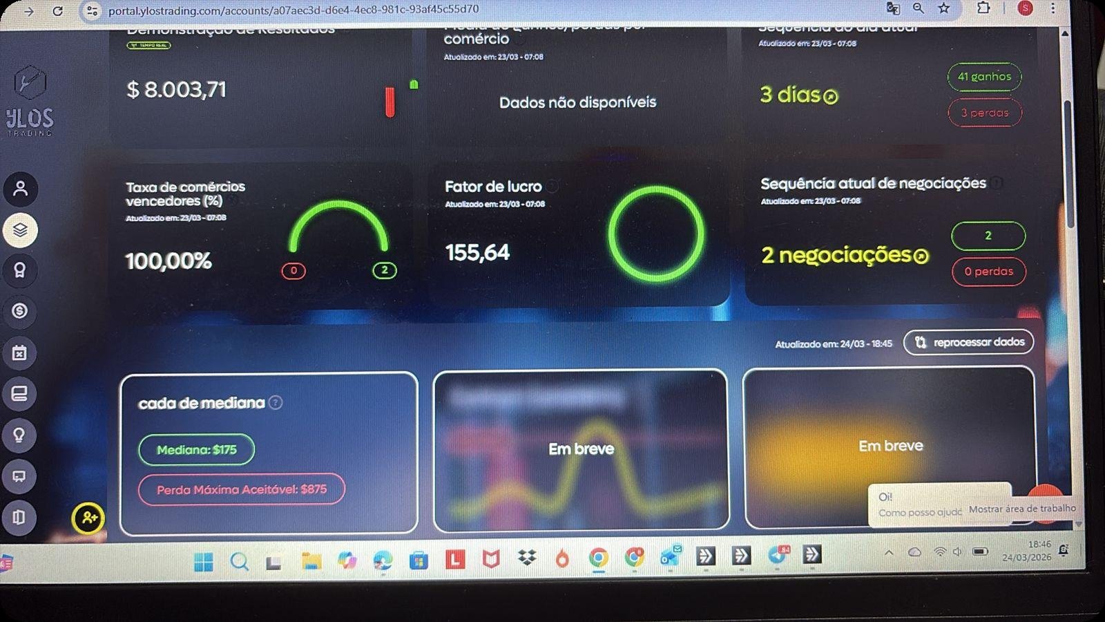 Print real da conta de operação de Sariza